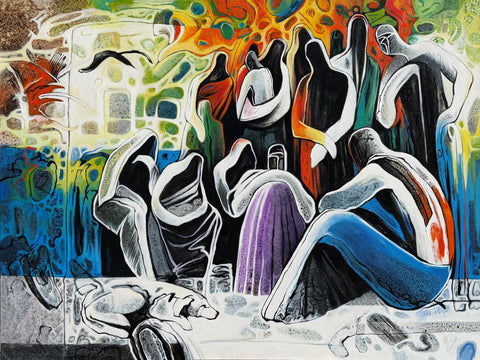 Chitter Chatter (36 x 48") - Sudipta Studio